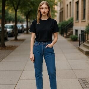 Jordache Womens Jeans Size 7/8 Vintage Blue Denim Tapered Leg 100% Cotton